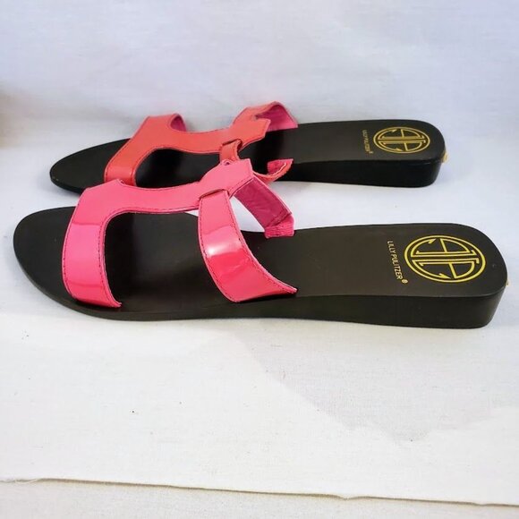 Lilly Pulitzer Phipps Slide Princess Pink Patent Leather Sandals Size 10B NWOB - Picture 3 of 10
